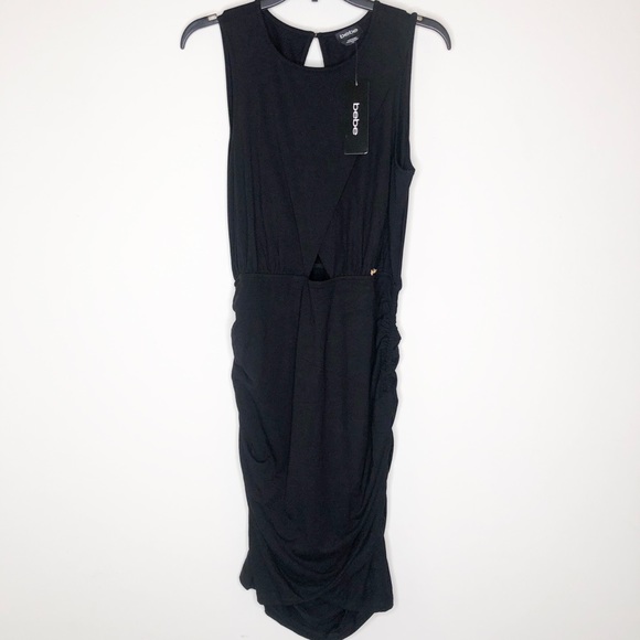 Bebe black keyhole knit dress NWT Large - Picture 2 of 7